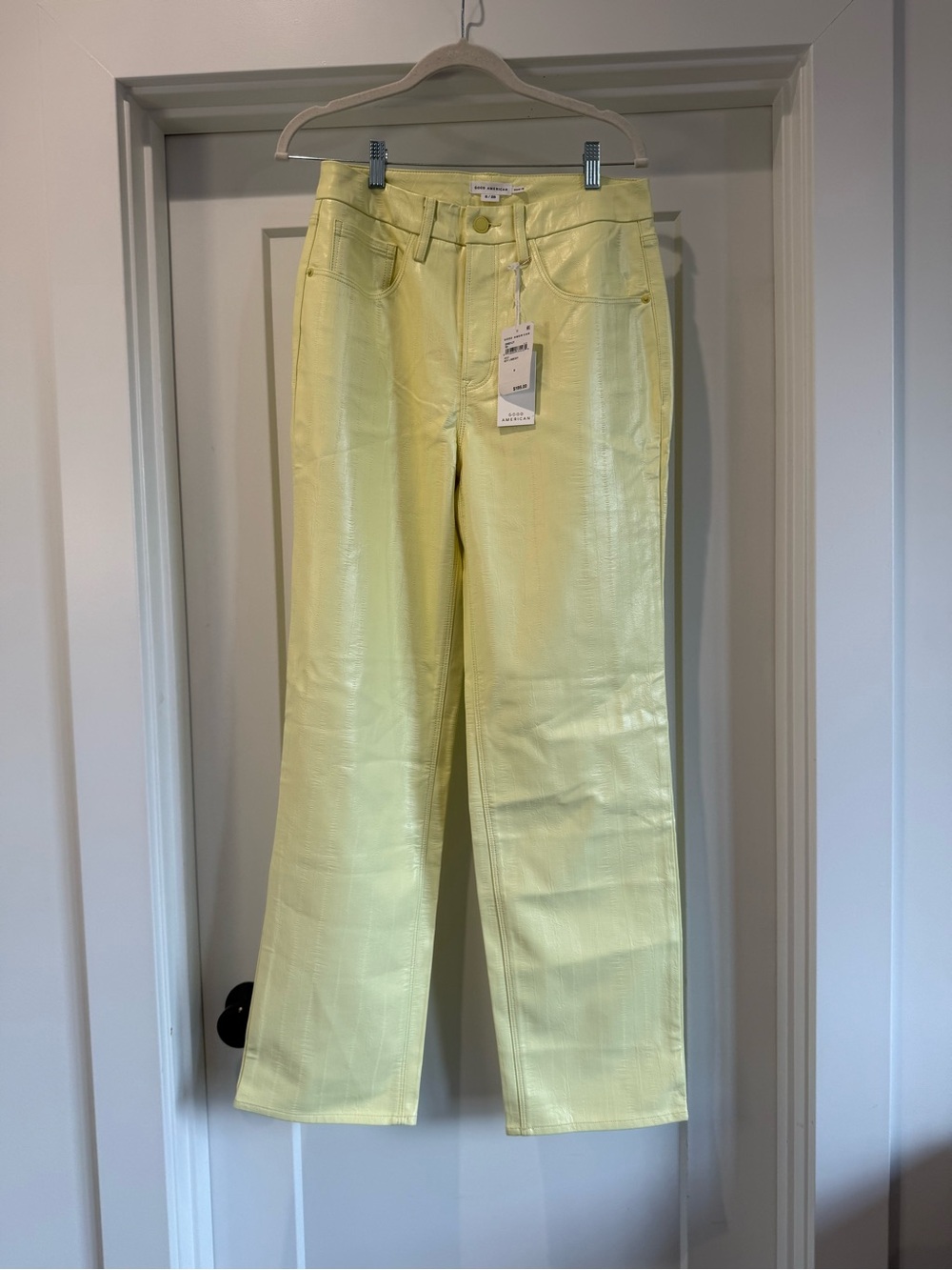 Good American Light Yellow Straight-Leg Jeans